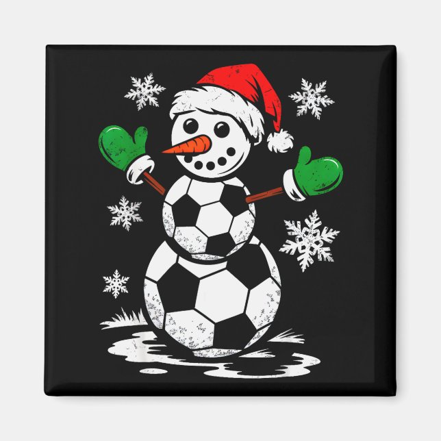 Soccer Santa Hat Snowman Xmas Funny Soccer Lover C Magnet (Front)