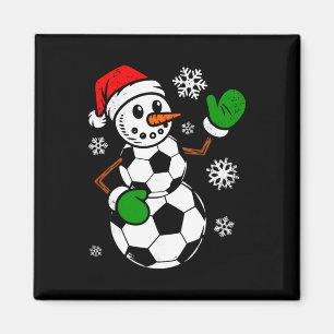 Soccer Santa Hat Snowman Xmas Funny Soccer Lover C Magnet