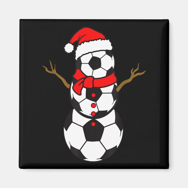 Soccer Santa Hat Snowman Xmas Funny Soccer Lover C Magnet (Front)