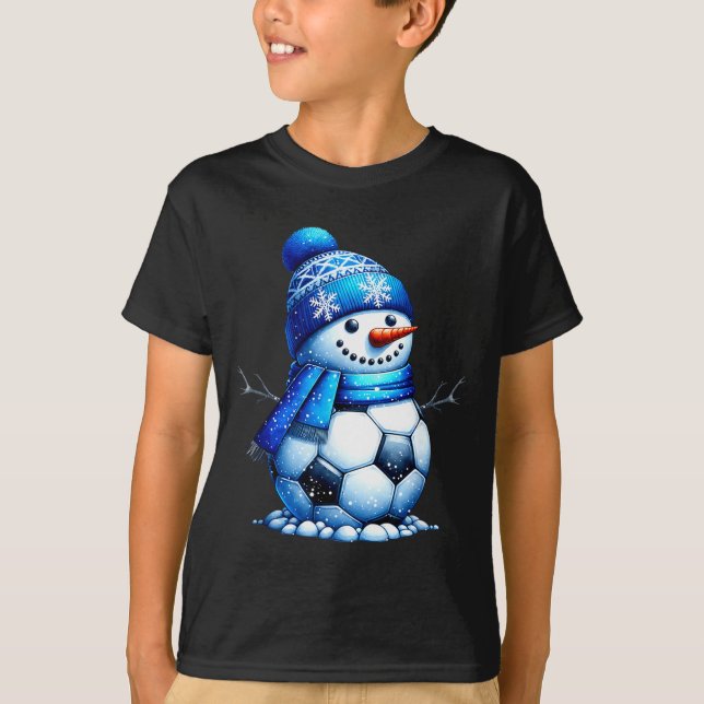 Soccer Santa Hat Snowman Xmas Funny Soccer Lover C T-Shirt (Front)