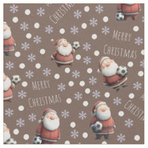Soccer Santa on Coffee Brown Fabric