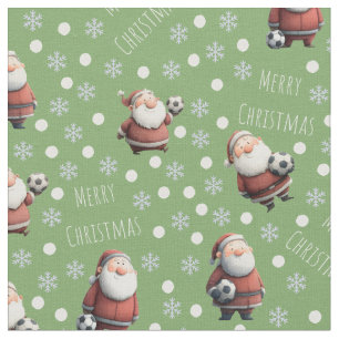 Soccer Santa on Dollar Bill Green Fabric