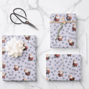Soccer Santa on Pale Purple Wrapping Paper Sheet