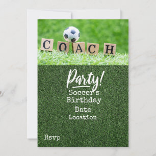 Soccer Save the Date for COACH Party Invitation