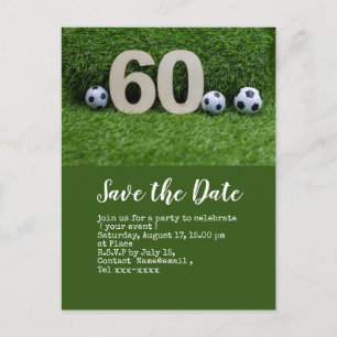 Soccer save the date  with ball 60th Birthday Postcard