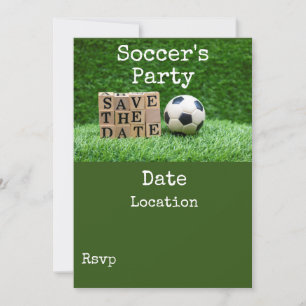 Soccer Save the Date with ball on green for Party  Invitation