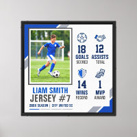 Soccer Season Stats Canvas Player Photo Jersey