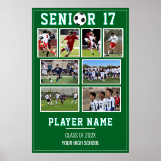 Soccer Senior Night Photo Collage Memory Poster