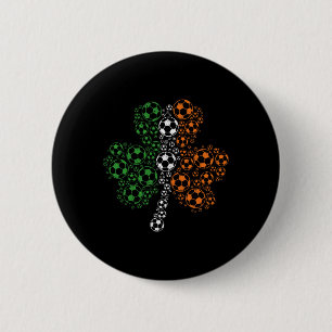 Soccer Shamrock St. Patricks Day Irish Flag 6 Cm Round Badge