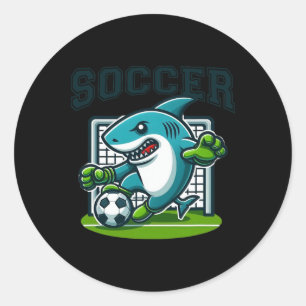 Soccer Shark Playing Soccer Classic Round Sticker