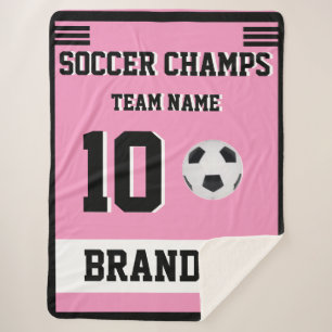 Soccer SHERPA Blanket pink personalised player gol