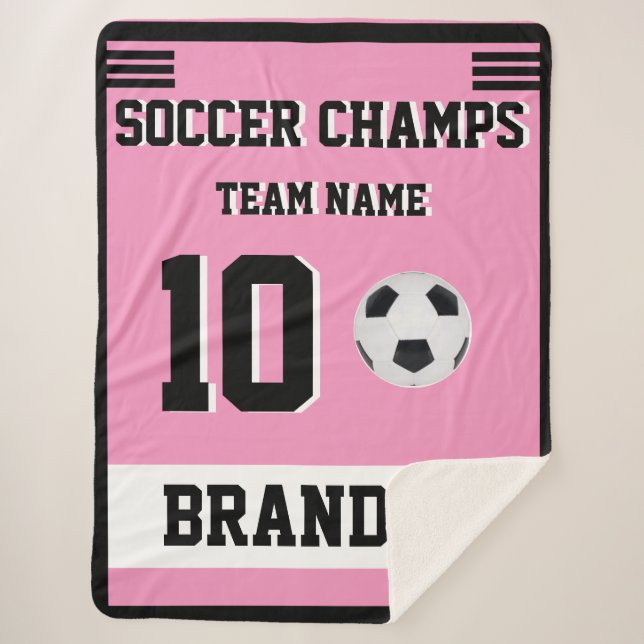Soccer SHERPA Blanket pink personalised player gol (Front)