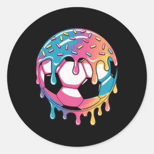 Soccer Shirts For Boys Girls Kids Ice Cream Soccer Classic Round Sticker