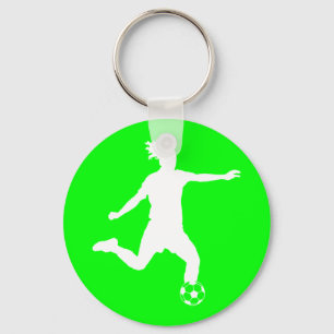 Soccer Silhouette Keychain Green