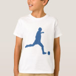 Soccer Silhouette Kids Tshirt<br><div class="desc">Blue silhouette of a soccer player getting ready to kick a soccer ball.</div>