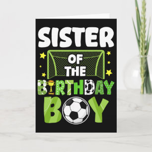Soccer Sister Birthday Boy Party Soccer Family Mat Card