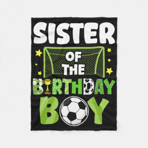 Soccer Sister Birthday Boy Party Soccer Family Mat Fleece Blanket