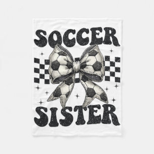 Soccer Sister Funny Coquette Bow Soccer Sister Fleece Blanket