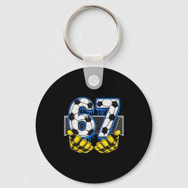 Soccer Six Seven 67 Funny Gen Alpha Meme  Key Ring (Front)