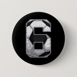 Soccer Sixth 6th Birthday Boy Six 6 Years Old Bday Cm Round Badge
