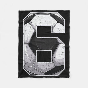 Soccer Sixth 6th Birthday Boy Six 6 Years Old Bday Fleece Blanket