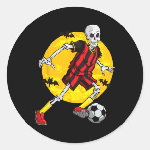 Soccer Skeleton Funny Halloween Costume Sports Pla Classic Round Sticker