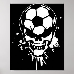 Soccer Skeleton Funny Player Halloween Skull Poster