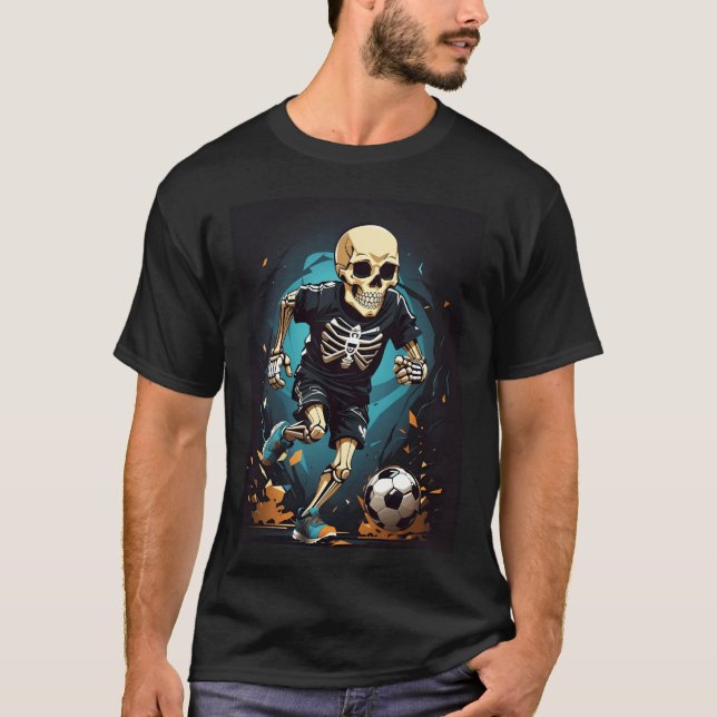 Soccer Skeleton Halloween Men Boy player halloween T-Shirt (Front)