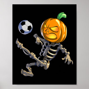 Soccer Skeleton Halloween Men Boys Soccer Hallowee Poster