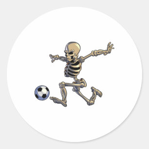Soccer Skeleton Halloween Men Boys Soccer Player H Classic Round Sticker