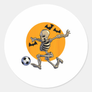 Soccer Skeleton Halloween Men Boys Soccer Player H Classic Round Sticker