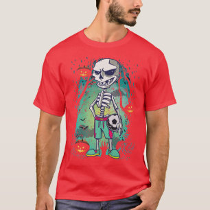 Soccer Skeleton Halloween Men Boys Soccer Player H T-Shirt