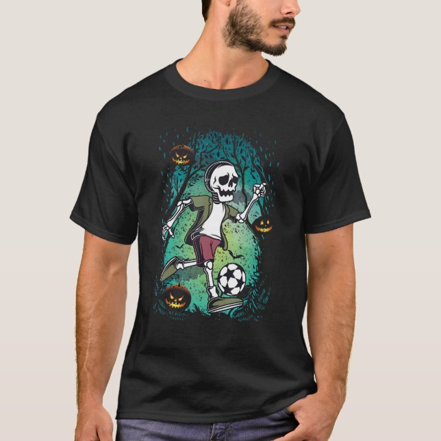 Soccer Skeleton Halloween Men Boys Soccer Player H T-Shirt (Front)