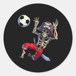 Soccer Skeleton Halloween Soccer Goalkeeper Pirate Classic Round Sticker