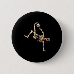 Soccer Skeleton Player Bicycle Kick Sport Hallowee 6 Cm Round Badge