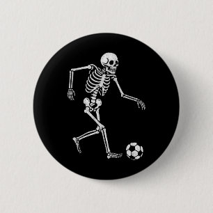 Soccer Skeleton Playing Soccer Halloween Skull Lov 6 Cm Round Badge