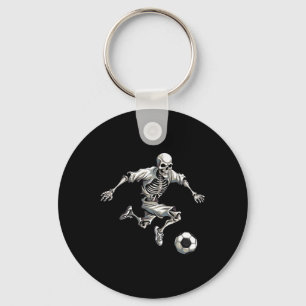 Soccer Skeleton Playing Soccer Halloween Skull Lov Key Ring