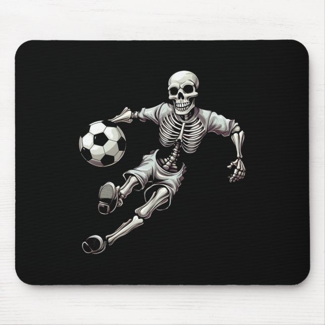 Soccer Skeleton Playing Soccer Halloween Skull Lov Mouse Pad (Front)
