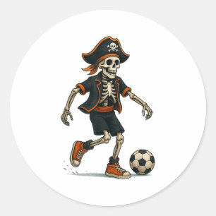 Soccer Skeleton Rate Halloween Men Boys Design  Classic Round Sticker