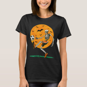 Soccer Skeleton Spooky Footll Boys Halloween Socce T-Shirt