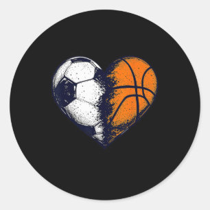 Soccer Sketll Heart Design For Sports Fans Vintage Classic Round Sticker