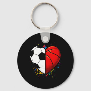 Soccer Sketll Ll Heart Footll Valentines Day Key Ring