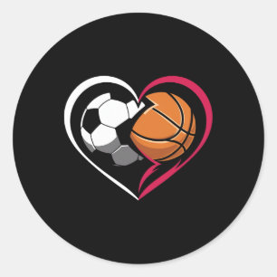 Soccer Sketll Ll Heart Sports Lover Valentines Day Classic Round Sticker