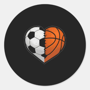 Soccer Sketll Ll Heart Sports Lover Valentines Day Classic Round Sticker