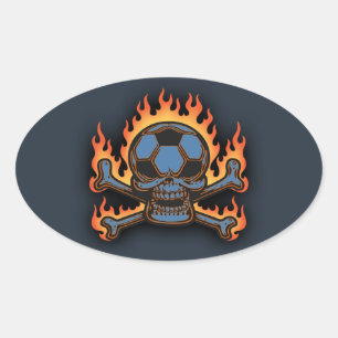 Soccer Skull III Oval Sticker