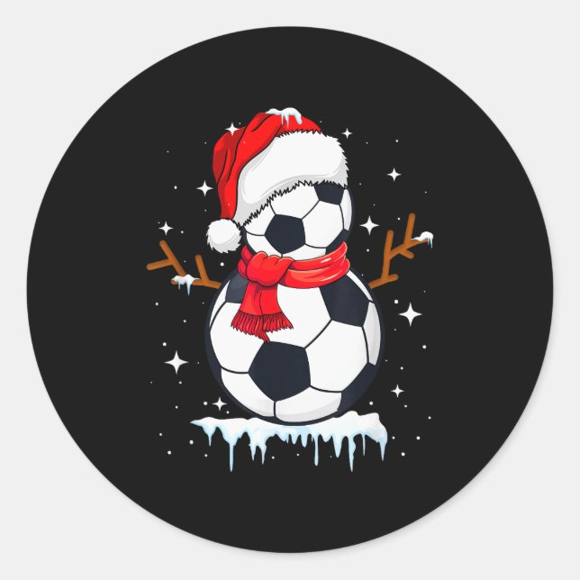 Soccer Snowman Apparel, Funny Santa Christmas Men  Classic Round Sticker (Front)