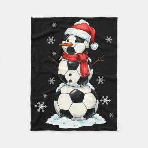 Soccer Snowman Christmas Holiday Sports Xmas Pajam Fleece Blanket