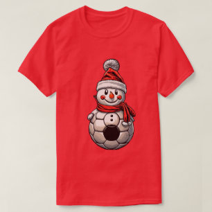 Soccer Snowman Christmas T-Shirt