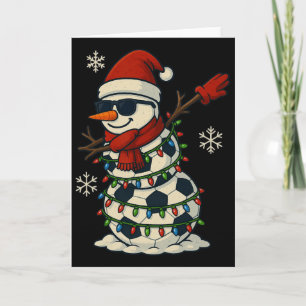 Soccer Snowman Dabbing Funny Christmas Cute Boys K Card