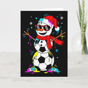 Soccer Snowman Drip Funny Cool Christmas Men Boys Card